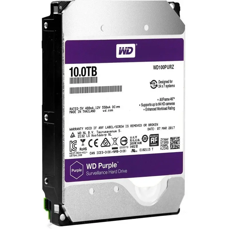 HD DISCO RIGIDO 10TB WD PURPLE 3.5" SATA 3 7200RPM - WD101PURP