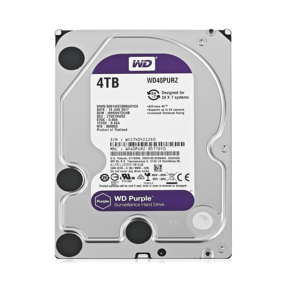 HD DISCO RIGIDO 4TB WD PURPLE 3.5" SATA 3 5400RPM - WD101PURP