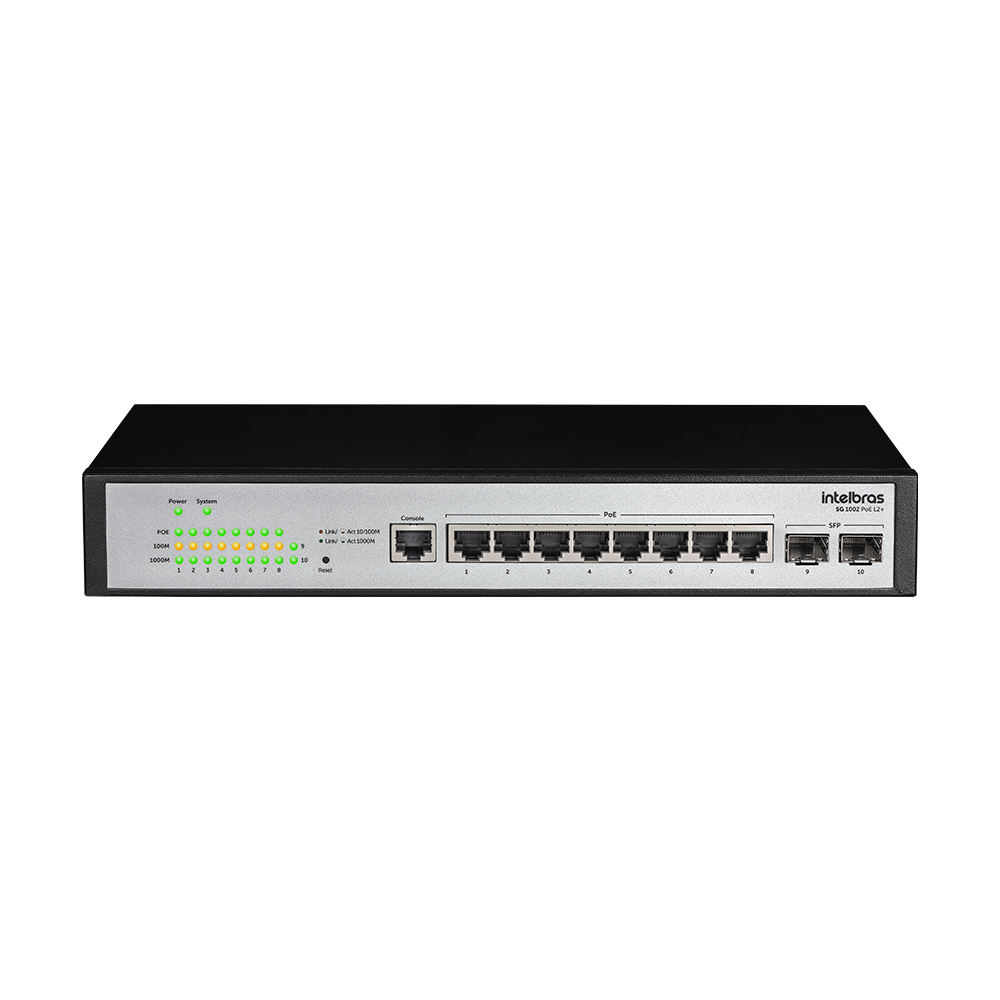 SWITCH GERENCIAVEL 8PG + 2PGBIC - SG 1002 POE L2 + - INTELBRAS