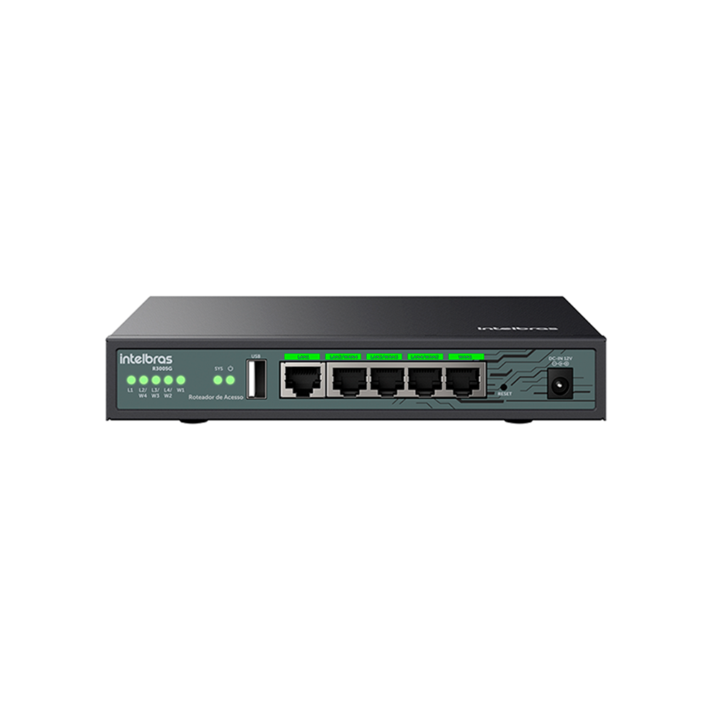 ROTEADOR ACESSO 5 PORTAS RJ45 4WAN/1LAN/1USB R3005G - INTELBRAS*