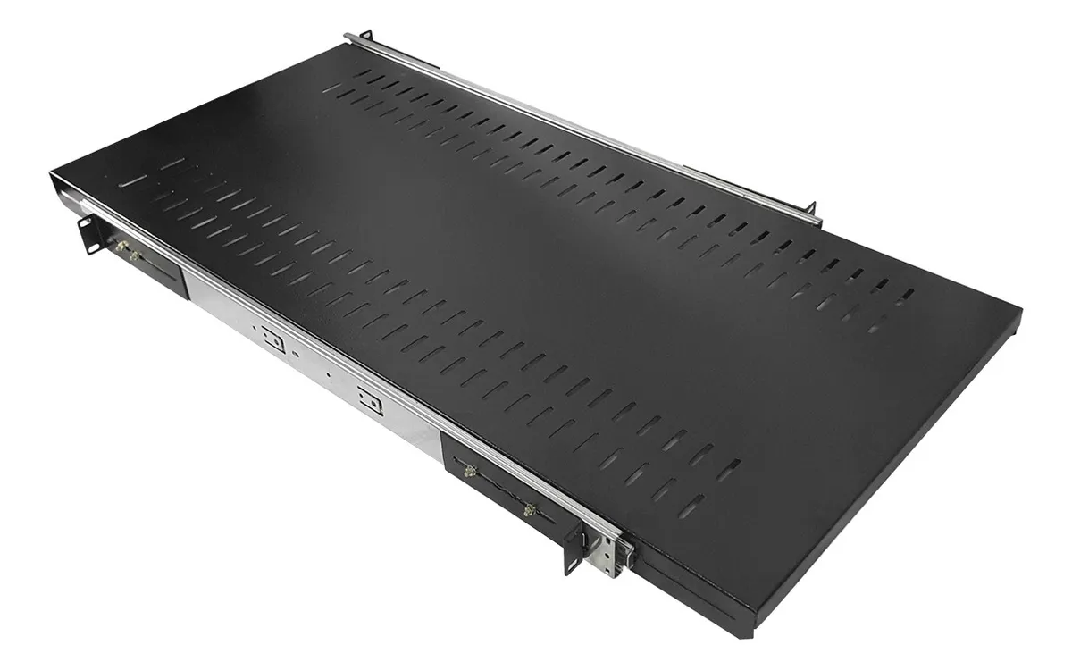 BANDEJA PARA RACK 4 PONTOS 1U X 900MM MOVEL PRETA - CONNEXER