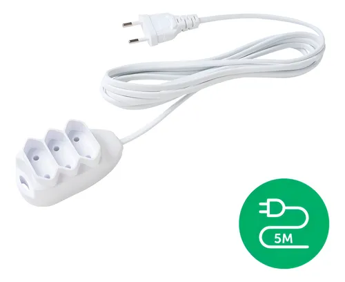 EXTENSAO ELETRICA 3 TOMADAS 2 PINOS 10A 5M BRANCA EXT 2005 - INTELBRAS*