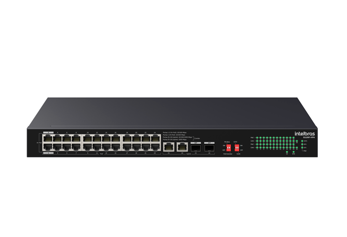 SWITCH NAO GERENCIAVEL FAST ETHERNET HI-POE 24P S1126F-HPA - INTELBRAS*