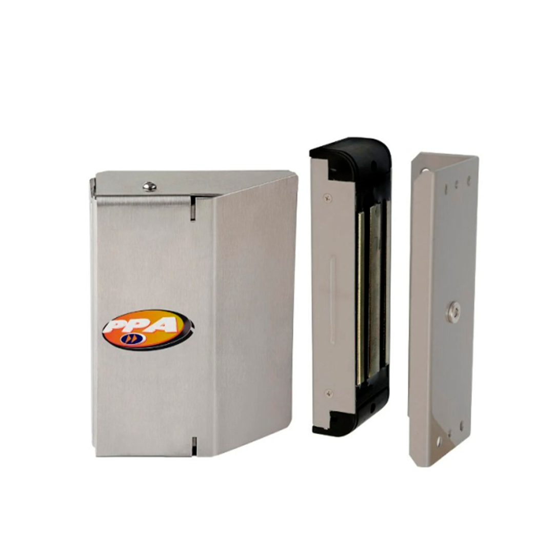 FECHADURA ELETROIMA P200 INOX 304 12V (COM SENSOR E KIT UNIVERSAL) - PPA