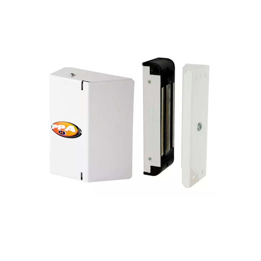 FECHADURA ELETROIMA P150 12V BRANCA (COM SENSOR E KIT UNIVERSAL) - PPA