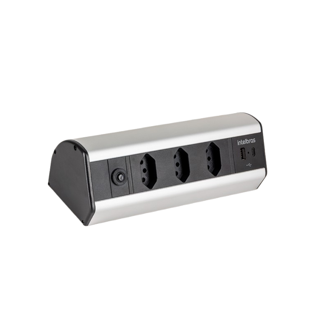 PROTETOR ELETRONICO 3 TOMADAS 2 USB P/BANCADA EPE 4003 - INTELBRAS