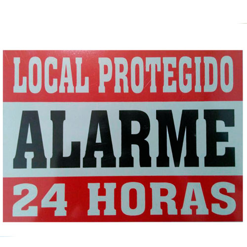 PLACA ALUMINIO LOCAL PROTEGIDO ALARMES 24 HORAS 17,5 X 12,5 CM