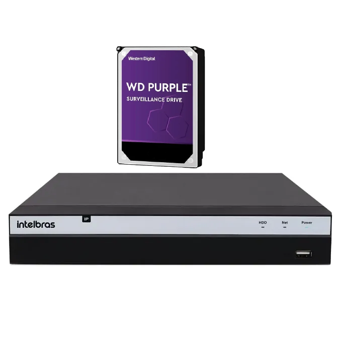 GRAVADOR DIGITAL DE VÍDEO NVR 8 CANAIS NVD 3308-P 8 PORTAS POE COM HD 4TB - INTELBRAS