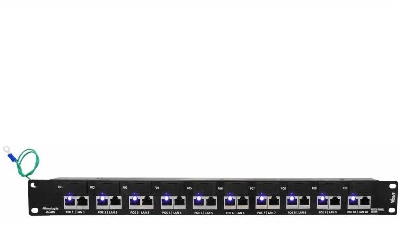 PATCH PANEL POE ALIMENTAÇÃO 48V - 10 P 90º*