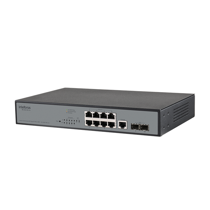 D - SWITCH GERENCIÁVEL 8 PORTAS GIGA + 2P MINI-GBIC - SG 1002 MR L2+ - INTELBRAS*