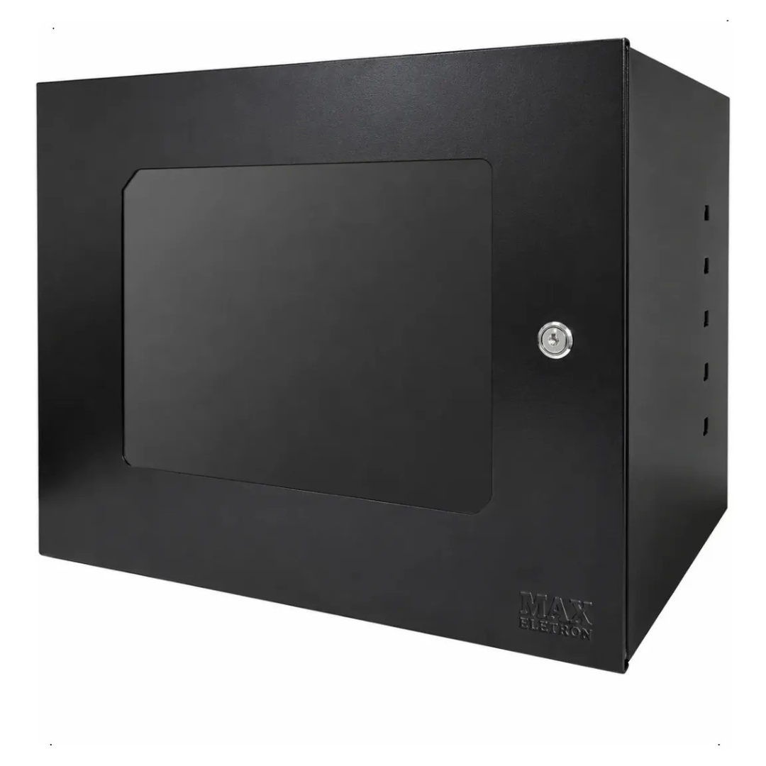 MINI RACK STANDART 8US X 470MM PRETO MONTADO - CONNEXER