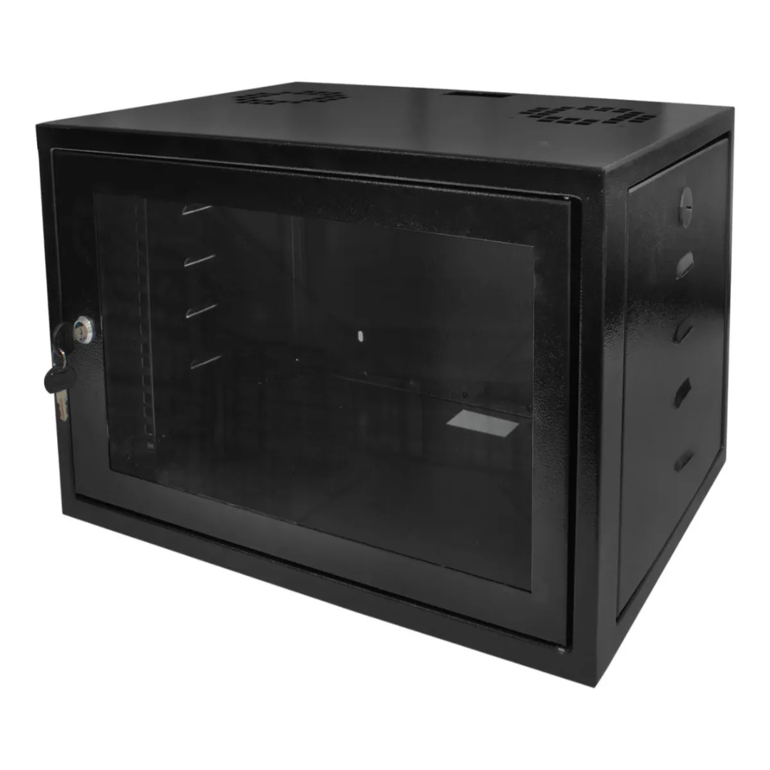 MINI RACK 8U X 370MM PRETO MONTADO - CONNEXER