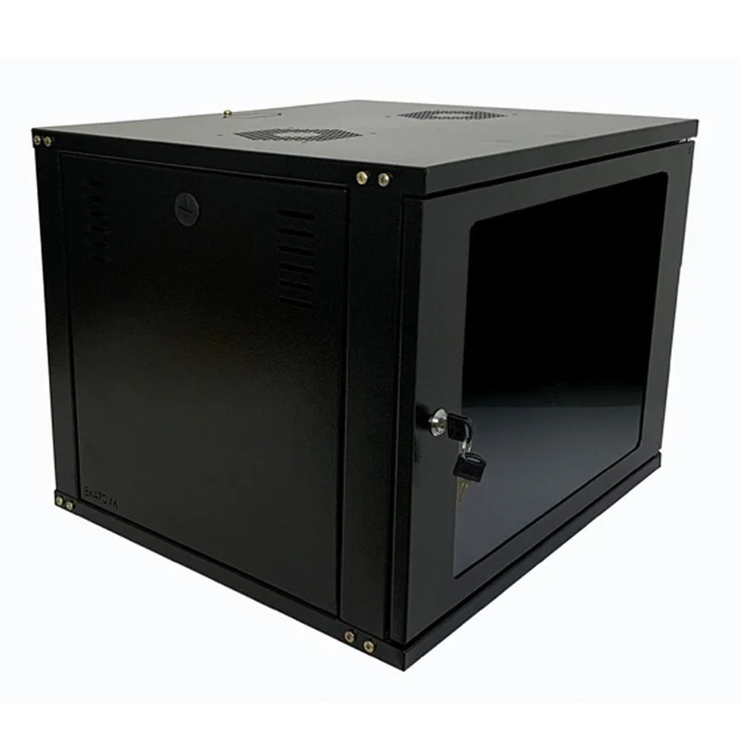 MINI RACK 9US X 570MM PRETO MONTADO - CONNEXER
