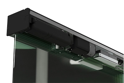 CONJUNTO PORTA SOCIAL WIND 200 (VIDRO/CAXILHADA)2F 5,00MTS BRUSHLESS 24V (ALUMINIO) - PPA